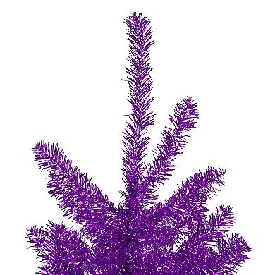 4.5' Metallic Purple Tinsel Artificial Christmas Tree - Unlit