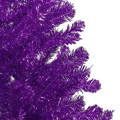 4.5' Metallic Purple Tinsel Artificial Christmas Tree - Unlit