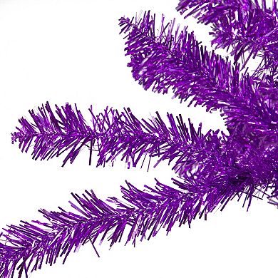 4.5' Metallic Purple Tinsel Artificial Christmas Tree - Unlit