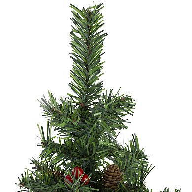 16" Potted Red Berries and Pine Cones Medium Artificial Christmas Tree Unlit