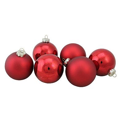 24ct Red Dual Finish Glass Christmas Ball Ornaments 1" (25mm)