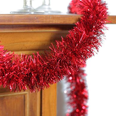 50' x 2.5" Red Tinsel Artificial Christmas Garland - Unlit