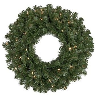 30" Pre-Lit Deluxe Windsor Pine Artificial Christmas Wreath Clear Lights