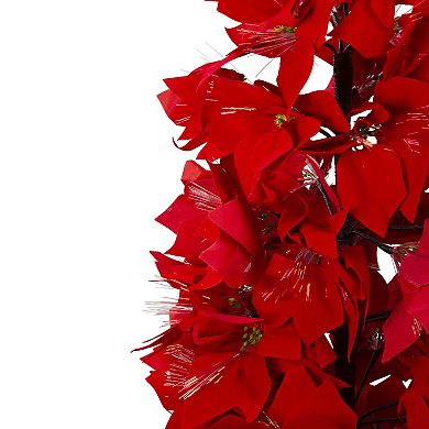 4' Pre-Lit Fiber Optic Color Changing Red Poinsettia Christmas Tree