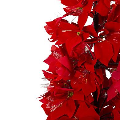 4' Pre-Lit Fiber Optic Color Changing Red Poinsettia Christmas Tree