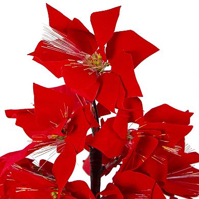 4' Pre-Lit Fiber Optic Color Changing Red Poinsettia Christmas Tree
