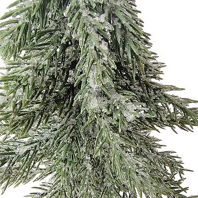 10.5" Frosted Icy Pine Tree with Jute Base Christmas Decoration