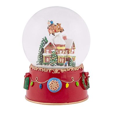 7" Santa and Reindeer Christmas Night Musical Snow Globe