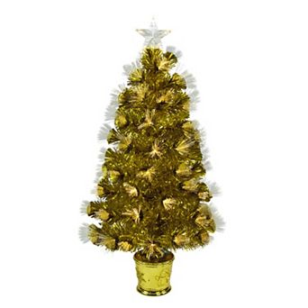 3' Pre-Lit Gold Fiber Optic Artificial Christmas Tree White Lights