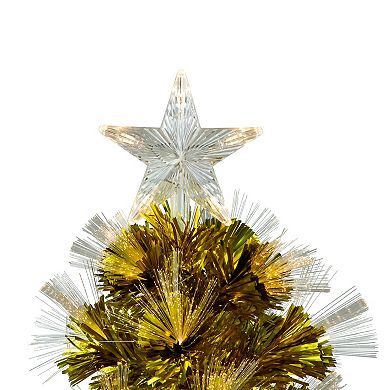 3' Pre-Lit Gold Fiber Optic Artificial Christmas Tree White Lights