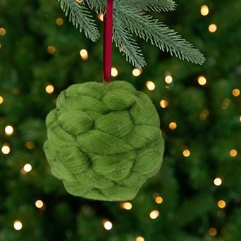 4.25" Green Yarn Ball Hanging Christmas Ornament