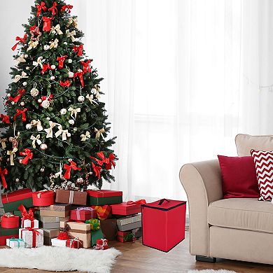 48ct Red and Black Zip Up Christmas Ornament Storage Tub