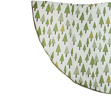 48" Cream White and Green Forest Christmas Tree Skirt