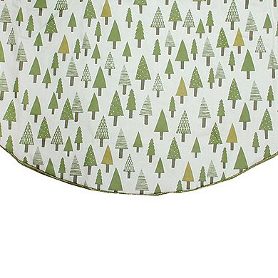 48" Cream White and Green Forest Christmas Tree Skirt