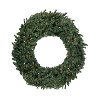 Pre-Lit Commercial Canadian Pine Artificial Christmas Wreath - 5-ft Multi Lights