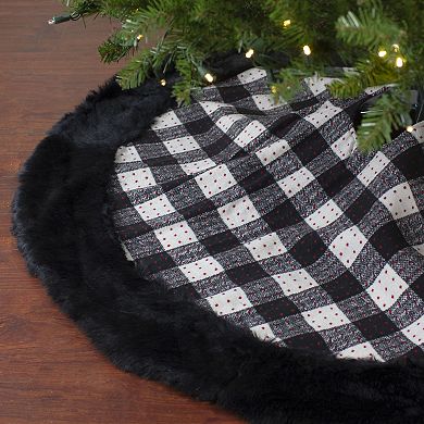 48" Black and White Buffalo Plaid Christmas Tree Skirt