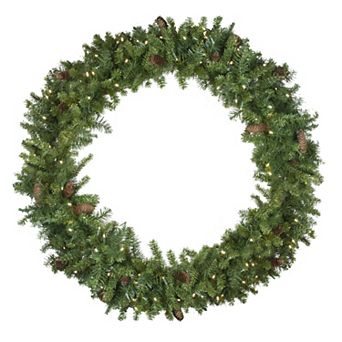 Pre-Lit LED Dakota Red Pine Artificial Christmas Wreath - 48-Inch Warm White Lights