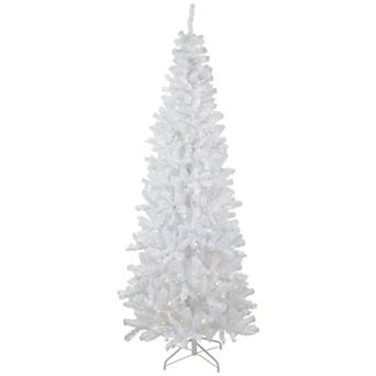6.5' Pre-Lit Pencil White Georgian Pine Artificial Christmas Tree Warm White LED Lights