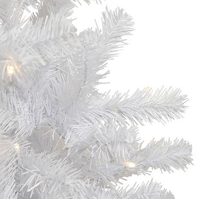 6.5' Pre-Lit Pencil White Georgian Pine Artificial Christmas Tree Warm White LED Lights