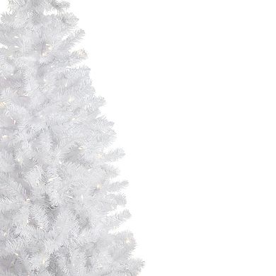 6.5' Pre-Lit Pencil White Georgian Pine Artificial Christmas Tree Warm White LED Lights