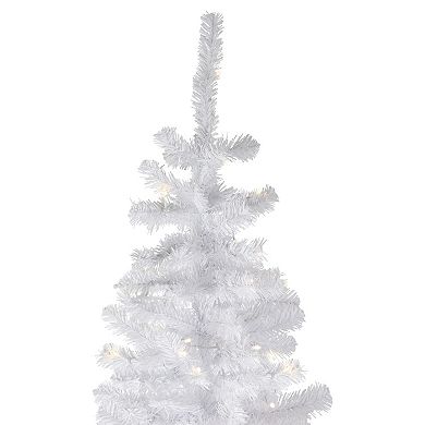 6.5' Pre-Lit Pencil White Georgian Pine Artificial Christmas Tree Warm White LED Lights