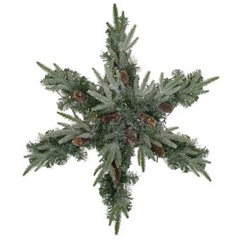 32" Pre-Lit Artificial Mixed Pine and Pine Cone Christmas Snowflake Wreath