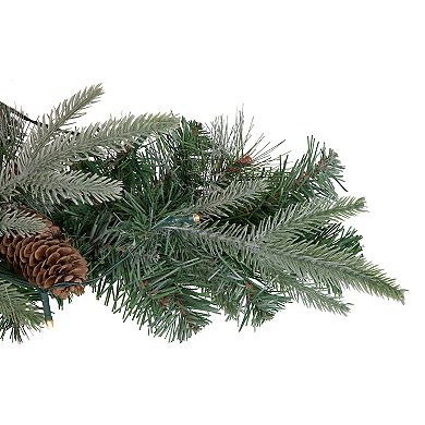 32" Pre-Lit Artificial Mixed Pine and Pine Cone Christmas Snowflake Wreath