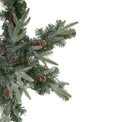 32" Pre-Lit Artificial Mixed Pine and Pine Cone Christmas Snowflake Wreath