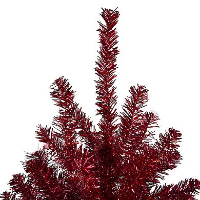 7' Metallic Red Tinsel Artificial Christmas Tree - Unlit