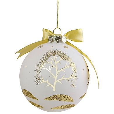 4" Gold and White Moose Christmas Ball Ornament