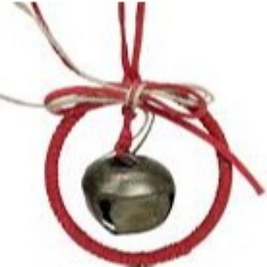 4.3" Red Open Circle with Bow and Jingle Bell Christmas Ornament
