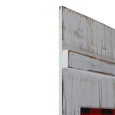 47.5" Red Buffalo Plaid Wooden Noel Christmas Wall Sign