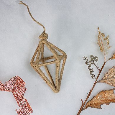6" Beige Jute Wrapped Open Kismet Christmas Ornament