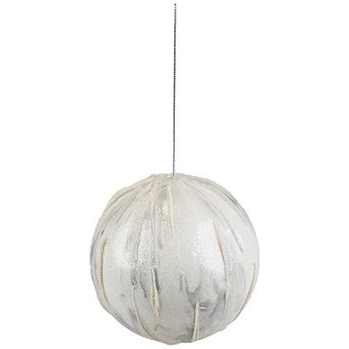 4.25" Glittered White Marbled Christmas Ball Ornament