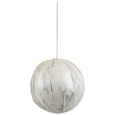 4.25" Glittered White Marbled Christmas Ball Ornament