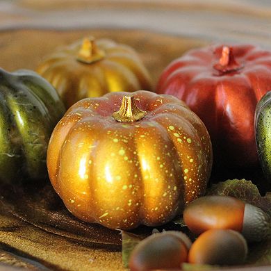 10-Piece Autumn Harvest Artificial Pumpkin  Acorn and Leaf Decoration Set
