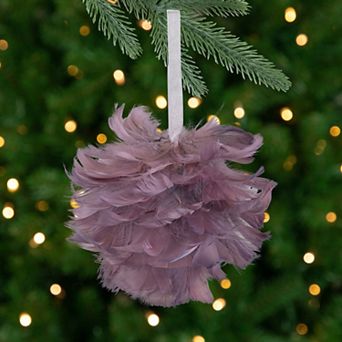 5.5" Layered Purple Feather Christmas Ball Ornament