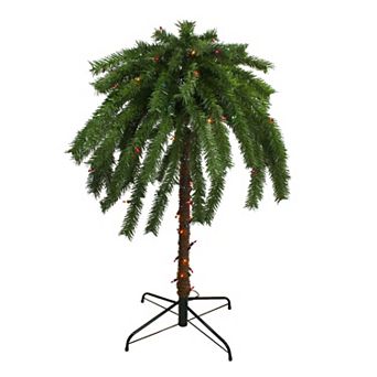 4' Pre-Lit Artificial Tropical Outdoor Patio Palm Tree - Multicolor Lights