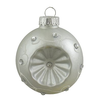 6ct Red and Silver Retro Reflector Matte Glass Christmas Ball Ornament Set 3.25" (82mm)