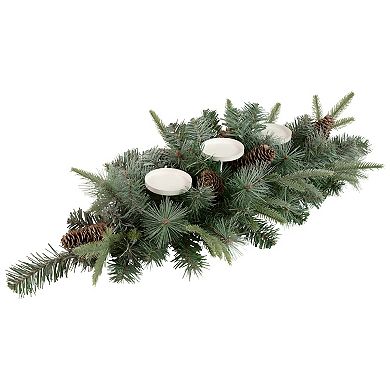 32" Artificial Mixed Pine and Pine Cones Christmas Candle Holder Centerpiece