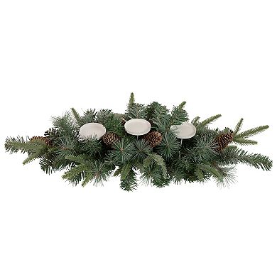 32" Artificial Mixed Pine and Pine Cones Christmas Candle Holder Centerpiece