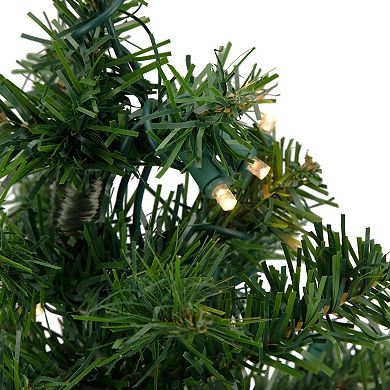 18" Pre-Lit Two-Tone Green Pine Artificial Christmas Tree in Burlap Clear LED Lights