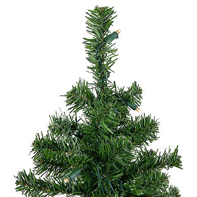 18" Pre-Lit Two-Tone Green Pine Artificial Christmas Tree in Burlap Clear LED Lights