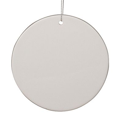 4" White and Silver Arctic Fox Porcelain Disc Christmas Ornament