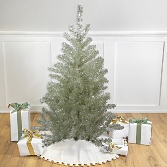 4.5' Metallic Sheer Champagne Artificial Tinsel Christmas Tree - Unlit