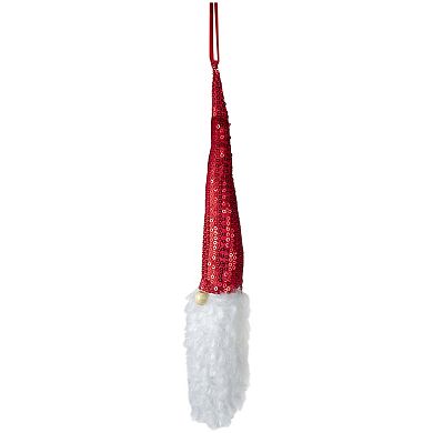 11" Red Sequin Santa Head With a Warm Hat Christmas Ornament
