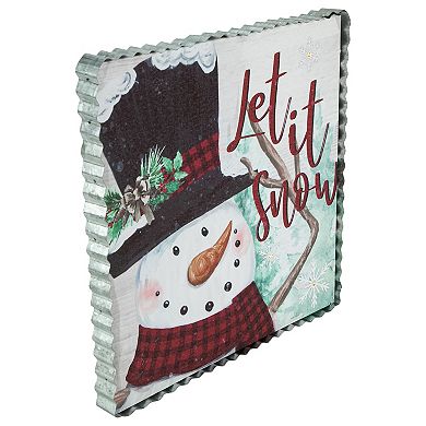 12" LED Lighted 'Let it Snow' Snowman Christmas Canvas Wall Art