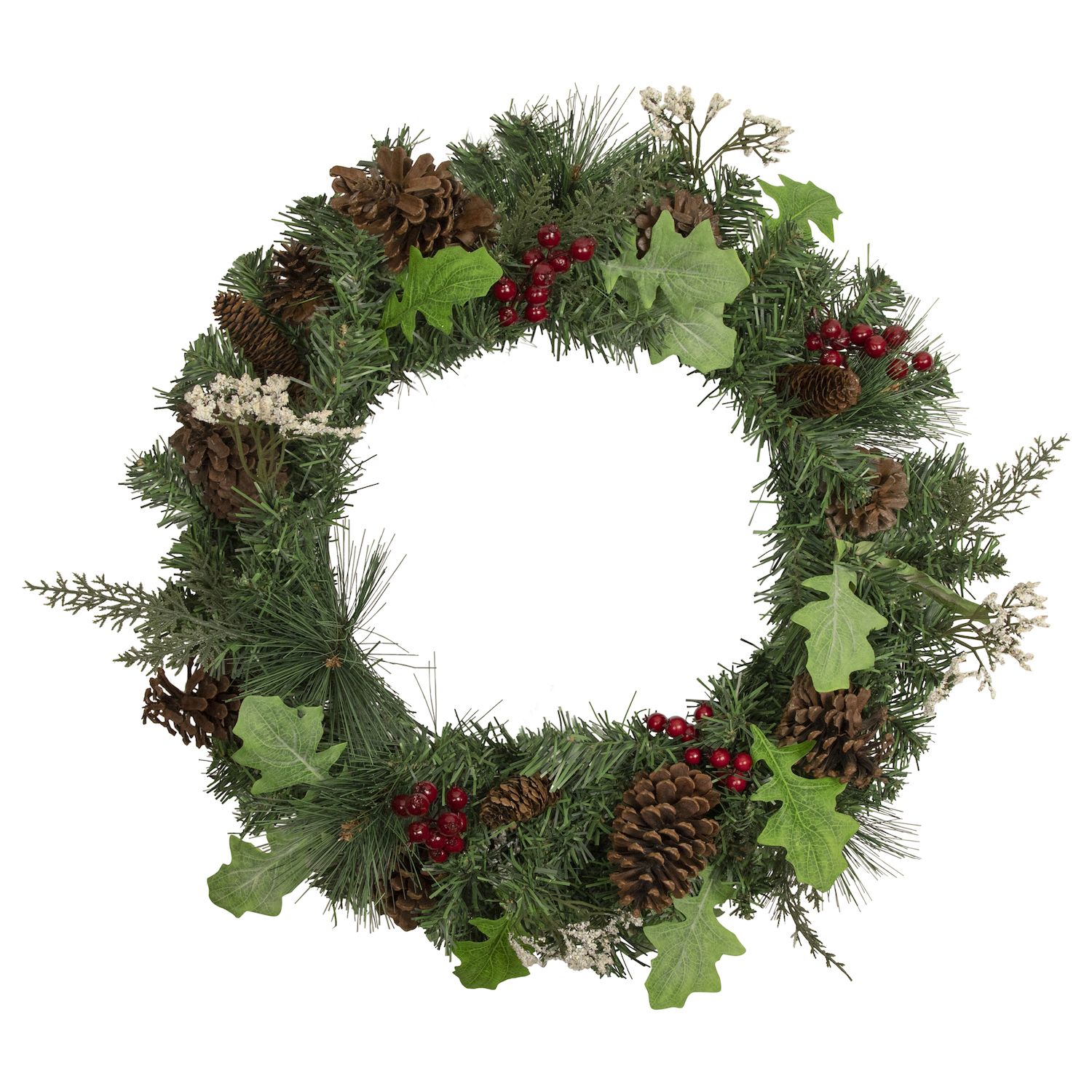 Northlight Poinsettias and Ball Ornaments Artificial Christmas Wreath - 24-Inch Unlit