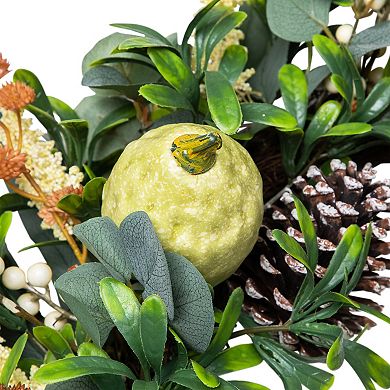 Gourds and Foliage Artificial Thanksgiving Wreath - 24-Inch Unlit