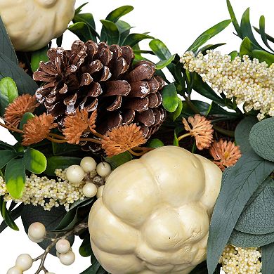 Gourds and Foliage Artificial Thanksgiving Wreath - 24-Inch Unlit